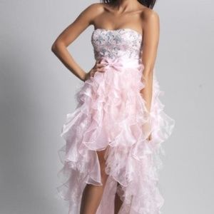 Dave and Johnny beaded hi-lo Prom dress New in CHAMPAGNE COLOR